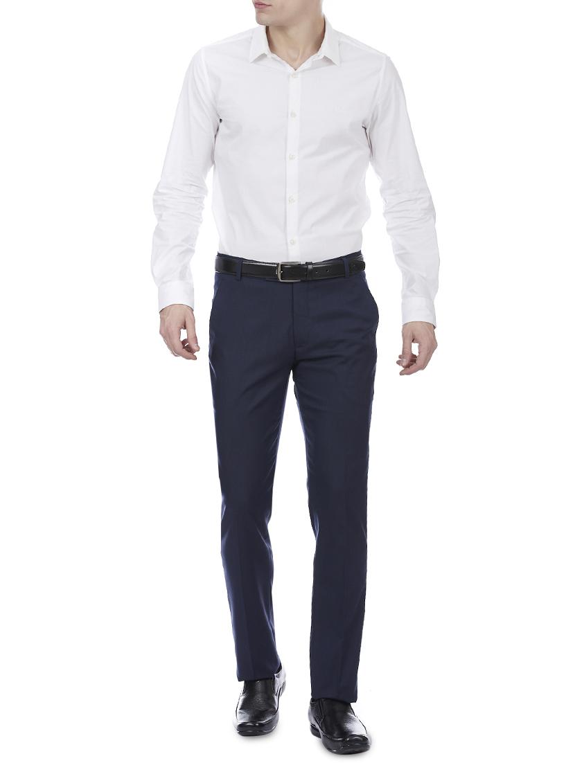 blue polyester flat front trousers formal - 15955336 - Zoom Image - 4