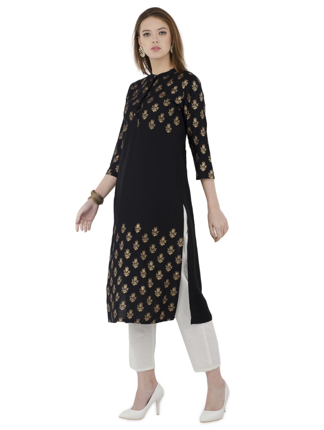 foil print straight kurta - 15956375 - Zoom Image - 2