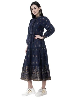 foil print flared kurta - 15956377 - Standard Image - 2