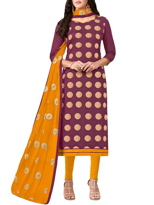 zari self-design semi-stitched suit - 15956444 - Standard Image - 1