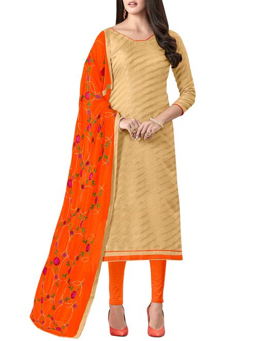 zari self-design semi-stitched suit - 15956445 - Standard Image - 1