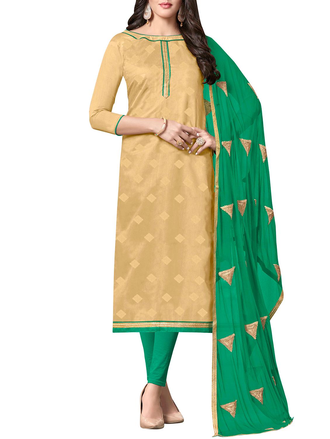 zari self-design semi-stitched suit - 15956451 - Zoom Image - 1