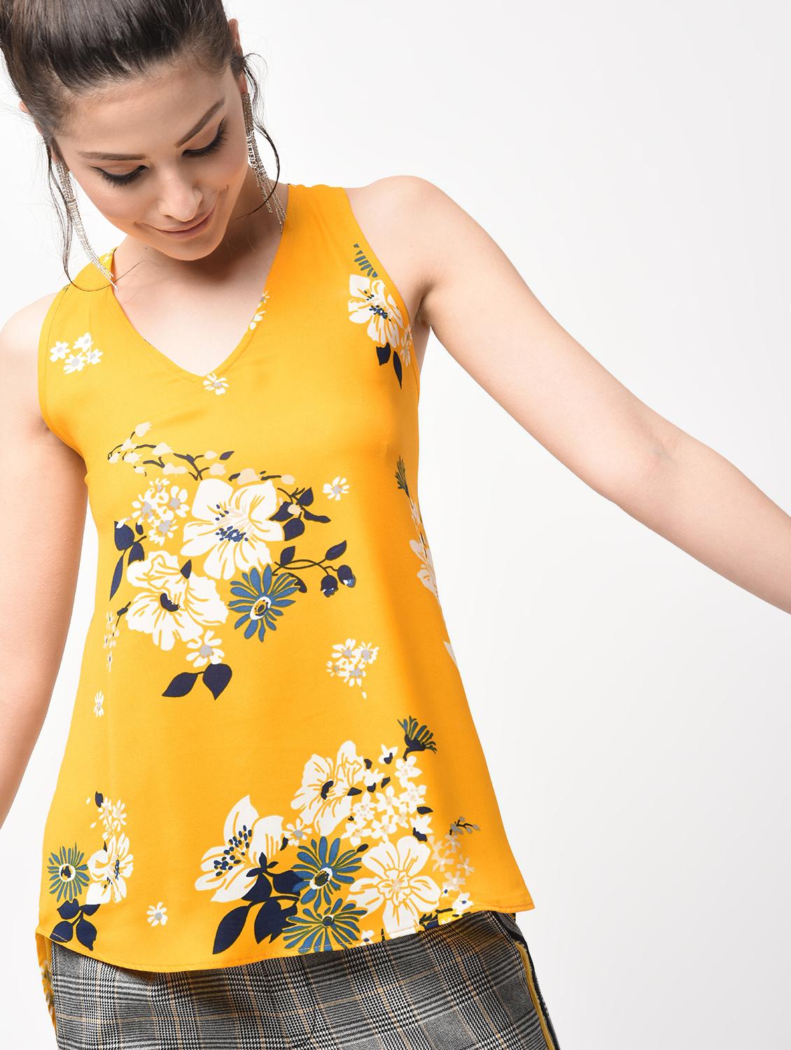 racer back floral asymmetric top - 15956729 - Zoom Image - 2