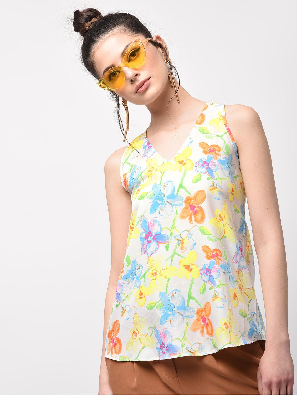 racer back floral asymmetric top - 15956734 - Zoom Image - 2