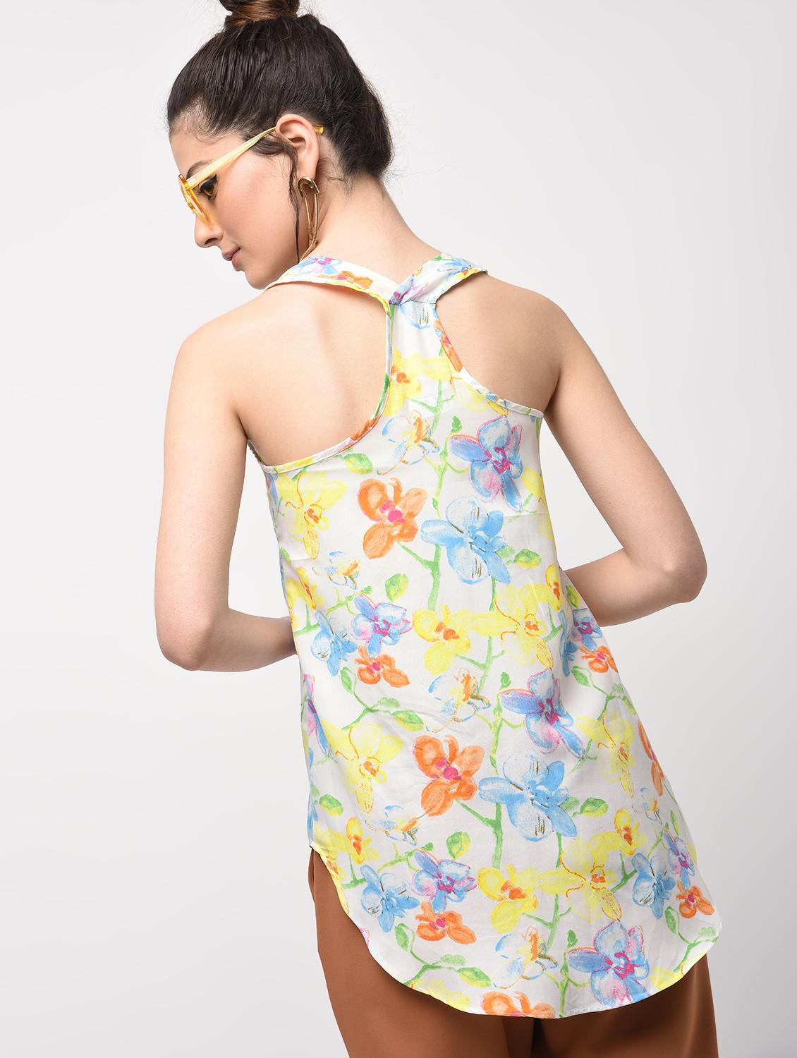 racer back floral asymmetric top - 15956734 - Zoom Image - 3