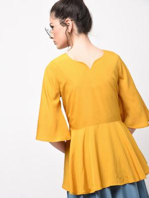 flared sleeved pep hem top - 15956741 - Standard Image - 3