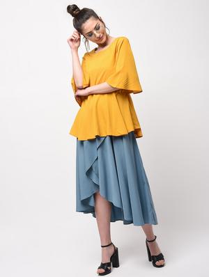 flared sleeved pep hem top - 15956741 - Standard Image - 4