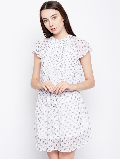 tie up waist curved hem dress - 15956780 - Standard Image - 1