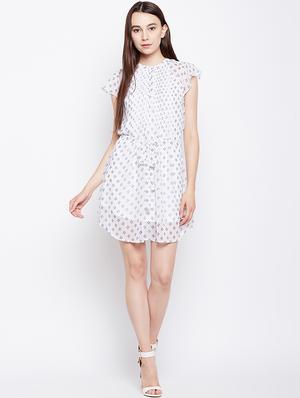 tie up waist curved hem dress - 15956780 - Standard Image - 4