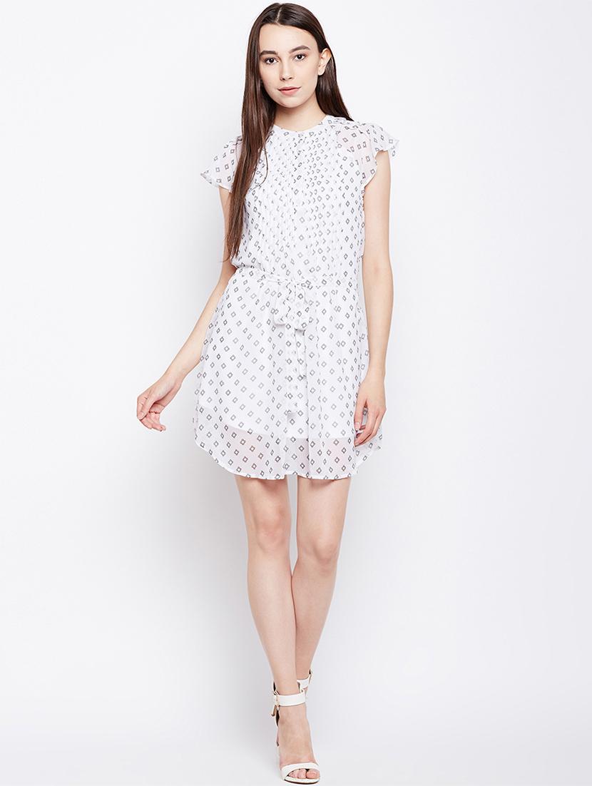 tie up waist curved hem dress - 15956780 - Zoom Image - 4