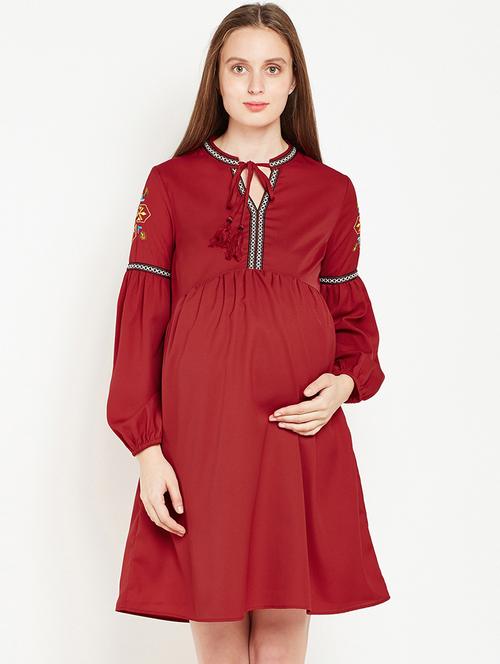 embroidered a-line maternity dress - 15956803 - Standard Image - 1