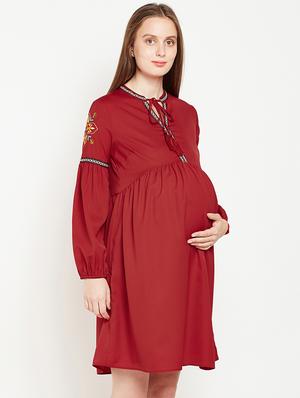 embroidered a-line maternity dress - 15956803 - Standard Image - 2