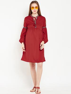 embroidered a-line maternity dress - 15956803 - Standard Image - 4