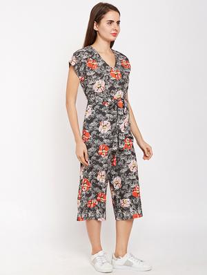 tie up waist floral jumpsuit - 15956819 - Standard Image - 2