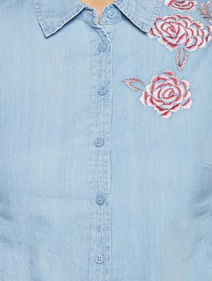 curved hem embroidered shirt - 15956905 - Standard Image - 5