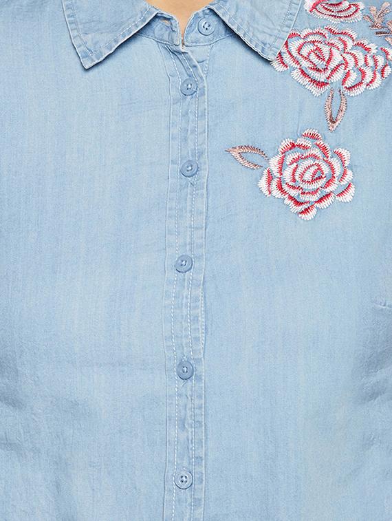 curved hem embroidered shirt - 15956905 - Zoom Image - 5