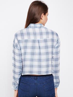 back pleat checkered cropped shirt - 15956913 - Standard Image - 3
