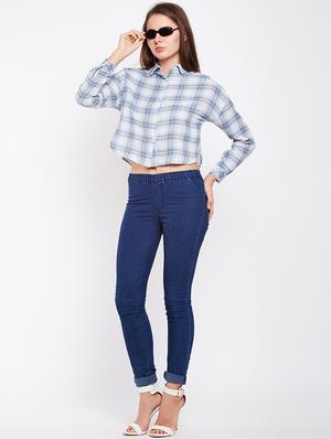 back pleat checkered cropped shirt - 15956913 - Standard Image - 4
