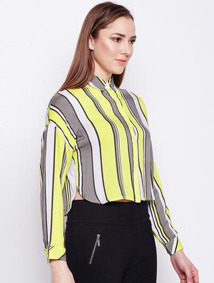 back pleat striped cropped shirt - 15956914 - Standard Image - 2