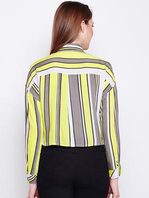 back pleat striped cropped shirt - 15956914 - Standard Image - 3