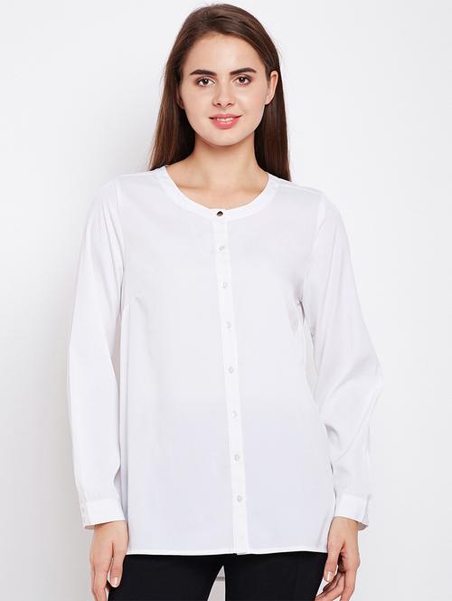 crew neck button up top - 15956916 - Standard Image - 1