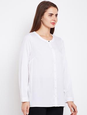 crew neck button up top - 15956916 - Standard Image - 2