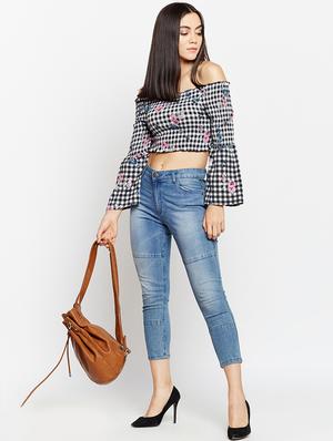 off shoulder smocked crop top - 15956931 - Standard Image - 4