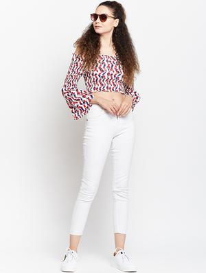 off shoulder smocked crop top - 15956934 - Standard Image - 4