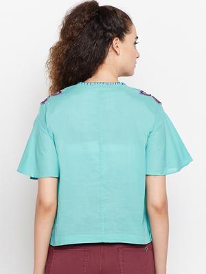 tie up neck embroidered top - 15956938 - Standard Image - 3