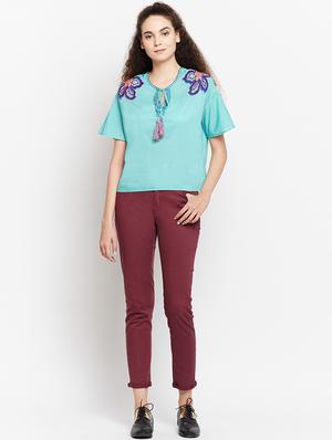 tie up neck embroidered top - 15956938 - Standard Image - 4