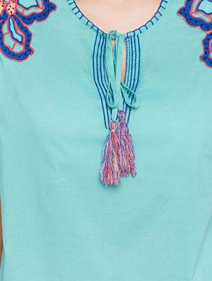 tie up neck embroidered top - 15956938 - Standard Image - 5