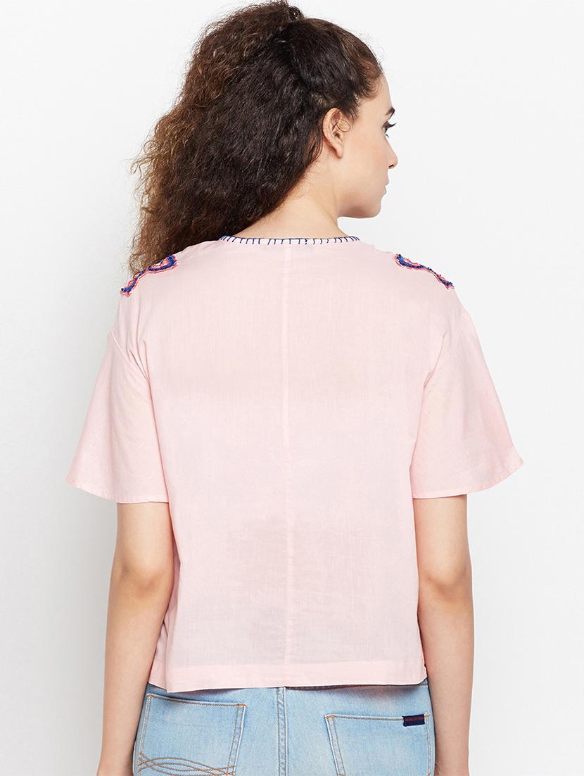 tie up neck embroidered top - 15956939 - Zoom Image - 3