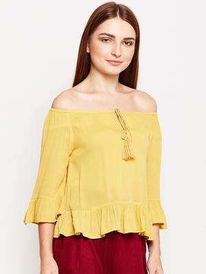 ruffled edge off shoulder top - 15956946 - Standard Image - 2