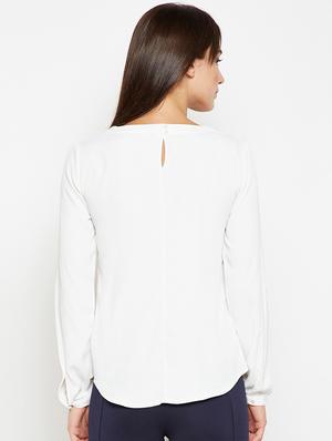 curved hem v-neck top - 15956958 - Standard Image - 3