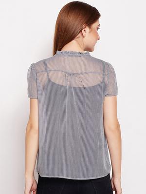 tie knot striped button up top - 15956961 - Standard Image - 3