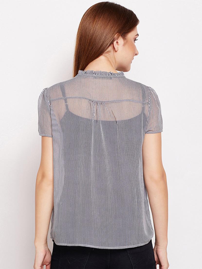 tie knot striped button up top - 15956961 - Zoom Image - 3