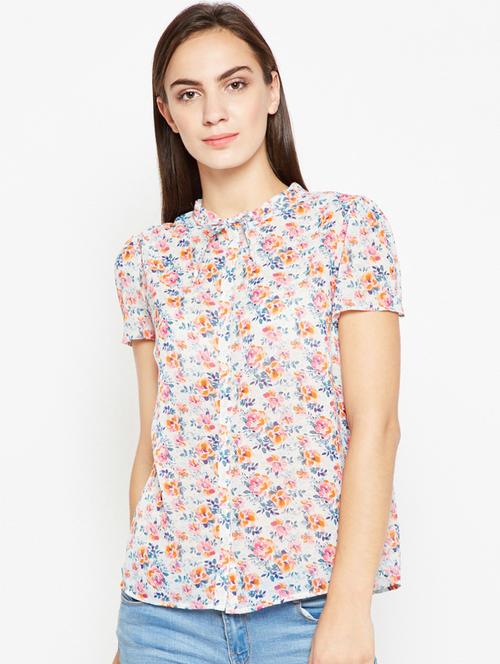 tie knot floral button up top - 15956963 - Standard Image - 1