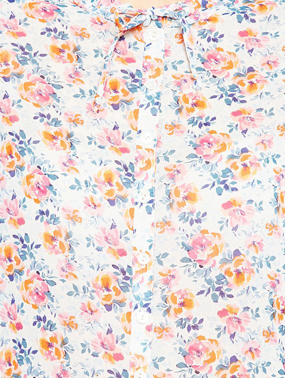 tie knot floral button up top - 15956963 - Zoom Image - 5