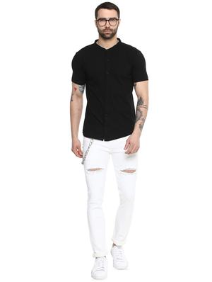 white cotton blend distressed jeans - 15956965 - Standard Image - 4
