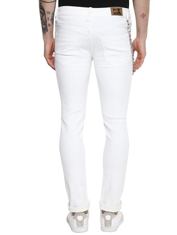 white cotton blend distressed jeans - 15956965 - Zoom Image - 3