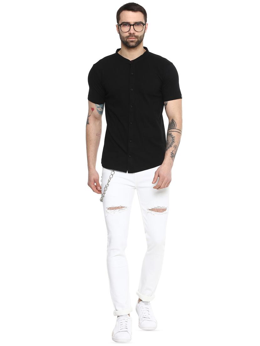 white cotton blend distressed jeans - 15956965 - Zoom Image - 4