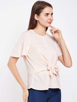 ruffle sleeved tie front top - 15956969 - Standard Image - 2