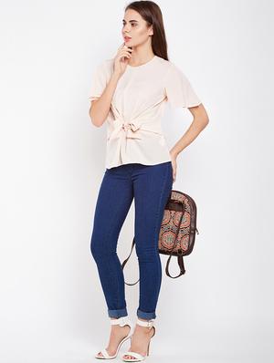 ruffle sleeved tie front top - 15956969 - Standard Image - 4