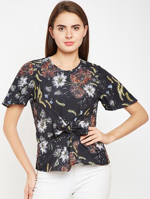 ruffle sleeved tie front top - 15956971 - Standard Image - 1