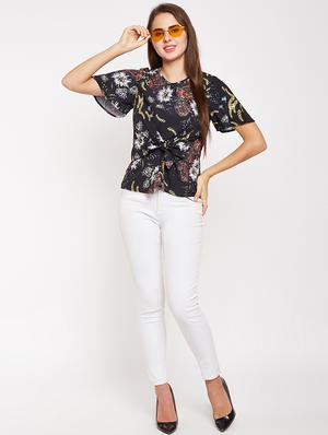 ruffle sleeved tie front top - 15956971 - Standard Image - 4