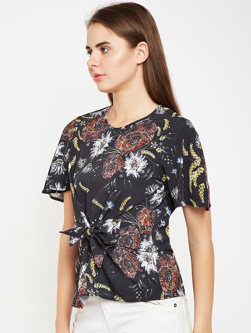 ruffle sleeved tie front top - 15956971 - Zoom Image - 2