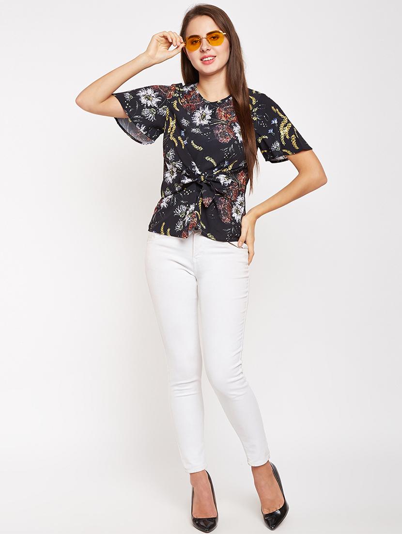 ruffle sleeved tie front top - 15956971 - Zoom Image - 4
