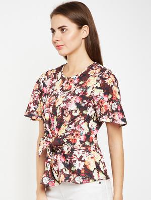 ruffle sleeved tie front top - 15956972 - Standard Image - 2