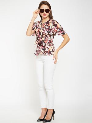 ruffle sleeved tie front top - 15956972 - Standard Image - 4