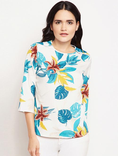 zipper detail floral top - 15956975 - Standard Image - 1